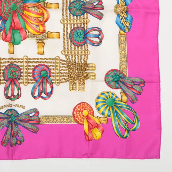 Hermès Carré 90 Les Rubans Du Cheval Silk Scarf Pink - Picture 4 of 6